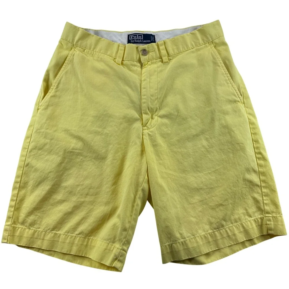 Polo Ralph Lauren Mens Yellow Cotton Chino Shorts Size 30 Preppy Classic Twill